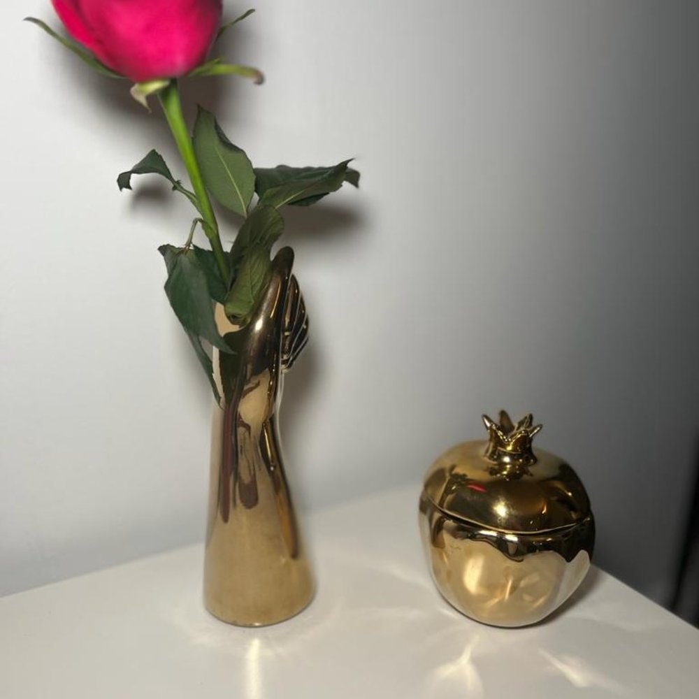 Gold Pomegranate Decor Ceramic Jar Soy Candle Christmas gift